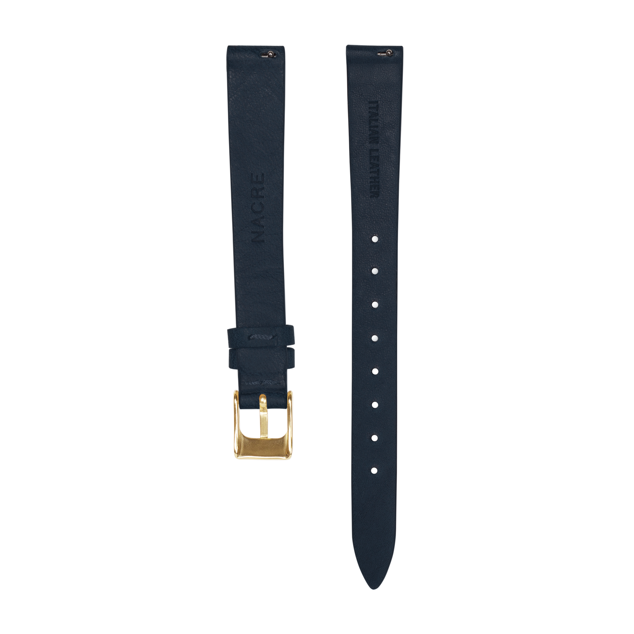 Strap - Italian Leather - Navy Leather - Gold - 12mm